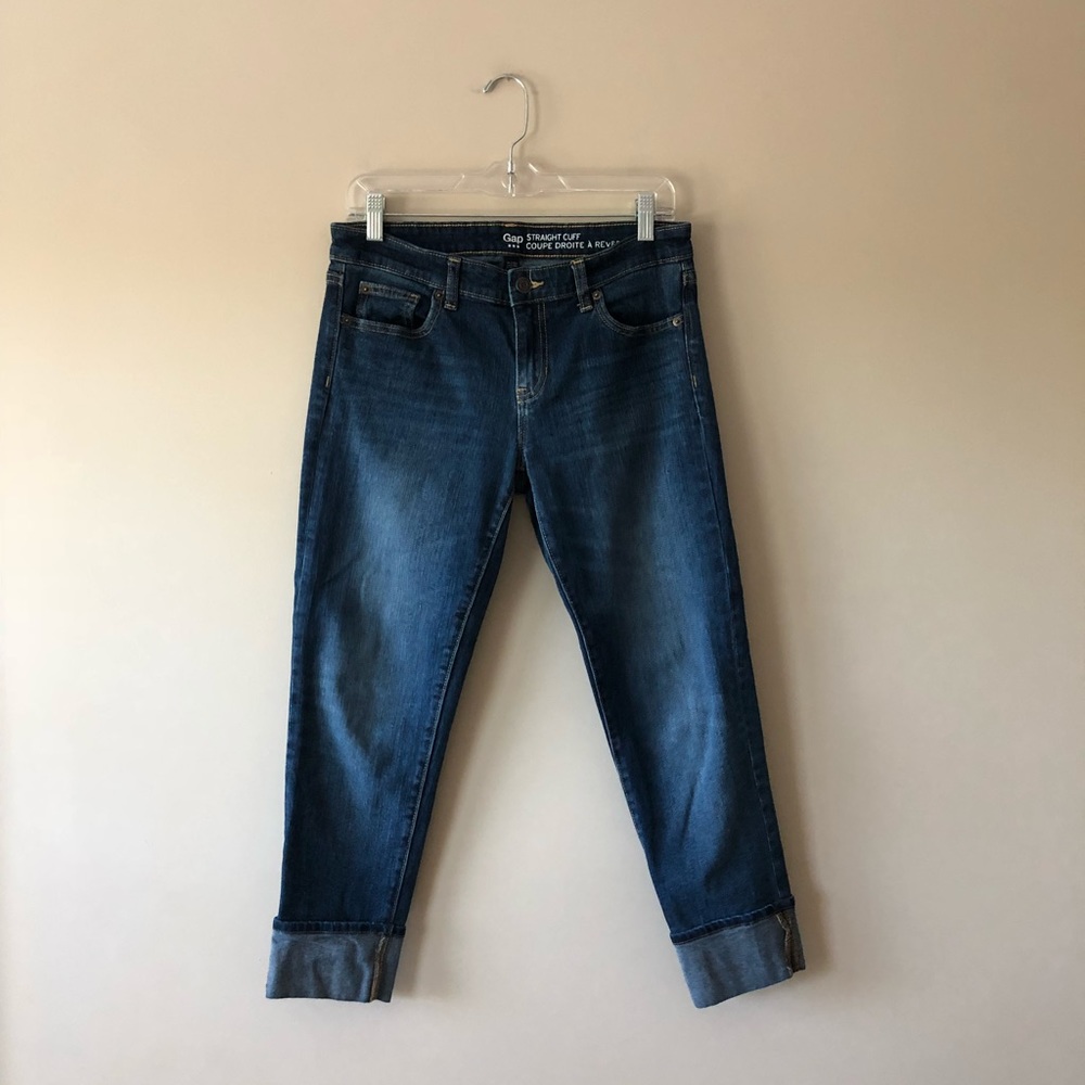 GAP medium wash straight cuff jeans